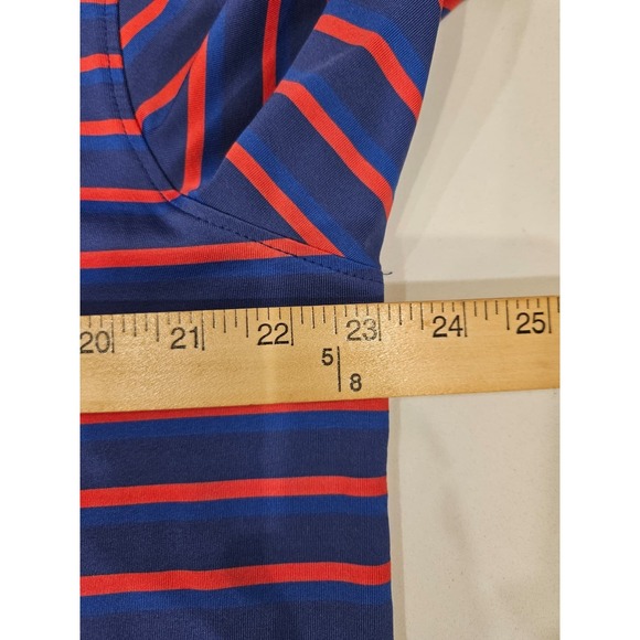 Greyson Polo Shirt Mens Large Purple Blue Red Stripe Golf Performance Stretch - Picture 9 of 10